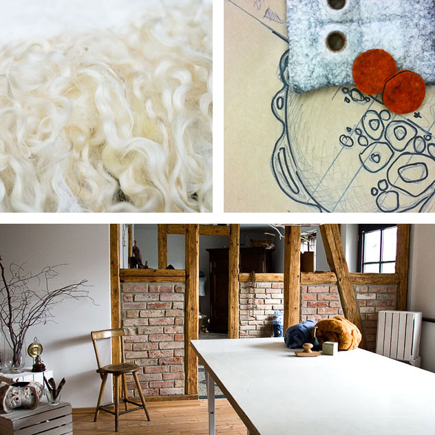 Locken vom Wensleydaleschaf. Skizzen für ein Filzobjekt. Einblick in das Filzatelier. Locken vom Wensleydaleschaf. Skizzen für ein Filzobjekt. Einblick in das Filzatelier.