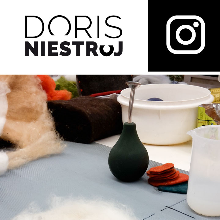 Logo Doris Niestroj. Instagram Icon. Impression vom Workshop mit Maria Friese bei Filzrausch in Göttingen 2016. Doris Niestroj - Filz & Form.